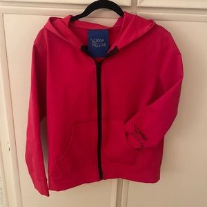 Super cute scuba material hooded jacket . Adorable fuchsia color w/ black zipper